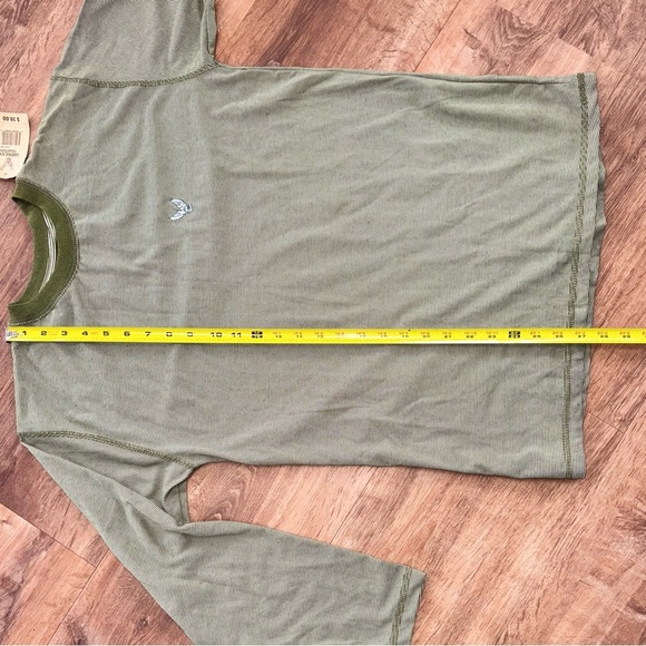 American Tradition Mens L Olive Green Striped Long Sleeve T-Shirt NWT - Picture 7 of 14